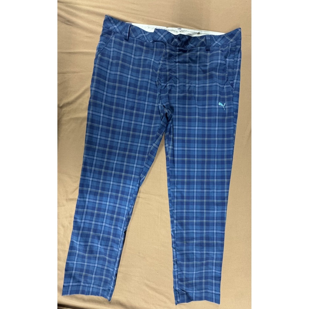 PUMA Dry Cell Tech Performance Golf Pants Mens 40x32(29) Blue Plaid Lightweight
